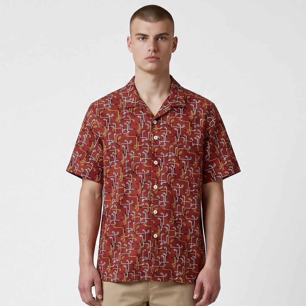 Todd Snyder Albiate 1830 Shirt Men's Small Golf Club Print Camp Collar